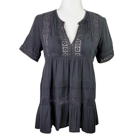 Maeve Tops - SOLD ~ MAEVE FLOWY TIERED LACE CUTOUT TUNIC TOP ~ XS